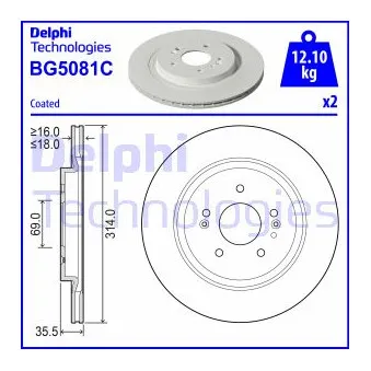 Jeu de 2 disques de frein arrière DELPHI