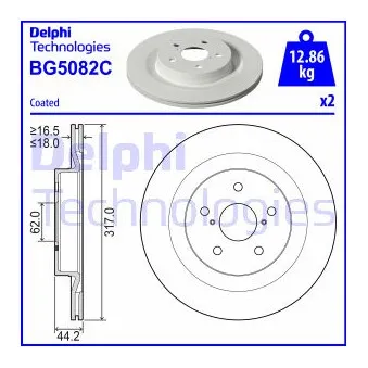 Jeu de 2 disques de frein arrière DELPHI BG5082C