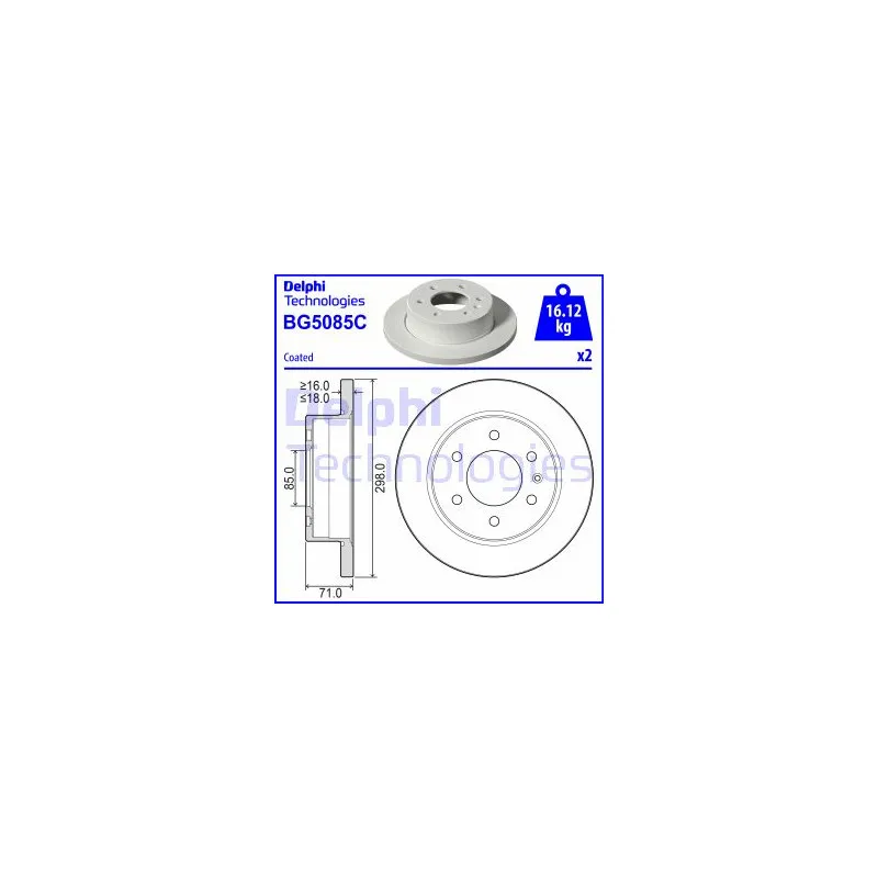 Jeu de 2 disques de frein arrière DELPHI BG5085C