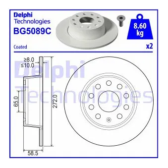Jeu de 2 disques de frein arrière DELPHI