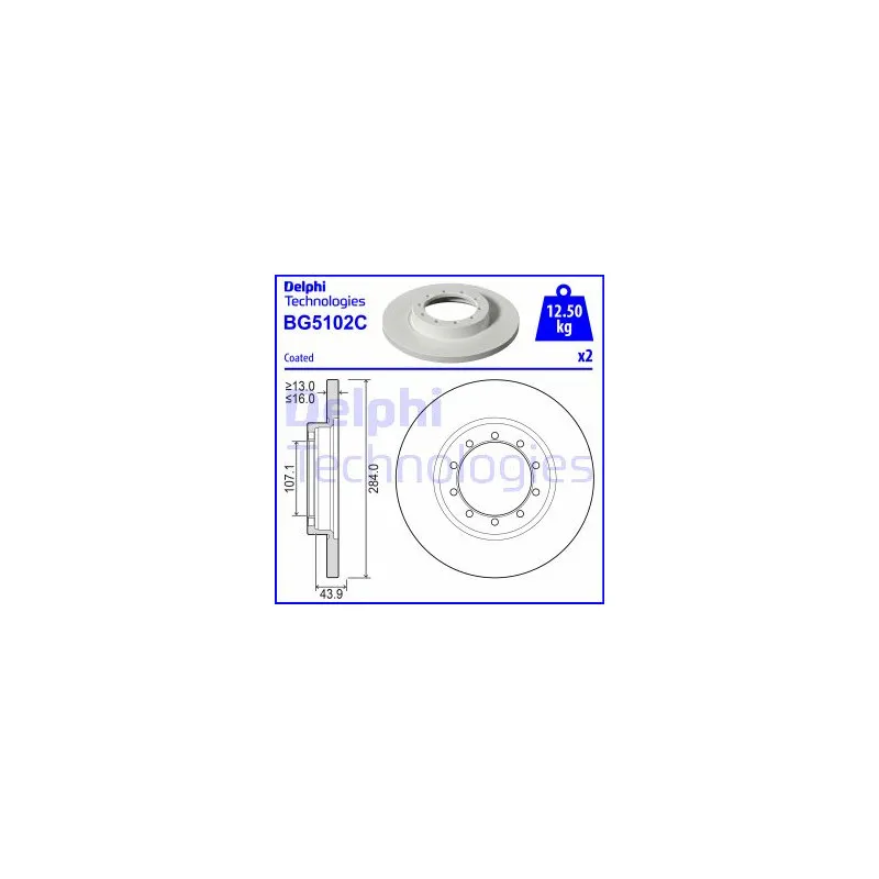 Jeu de 2 disques de frein arrière DELPHI BG5102C