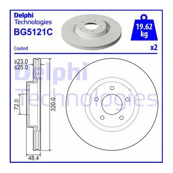 Jeu de 2 disques de frein avant DELPHI