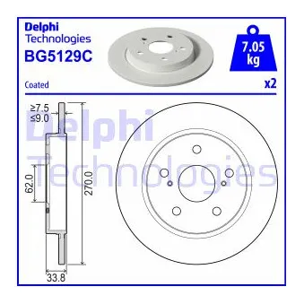 Jeu de 2 disques de frein arrière DELPHI