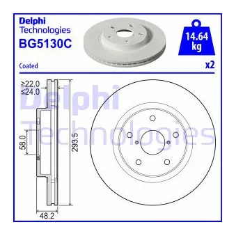 Jeu de 2 disques de frein avant DELPHI