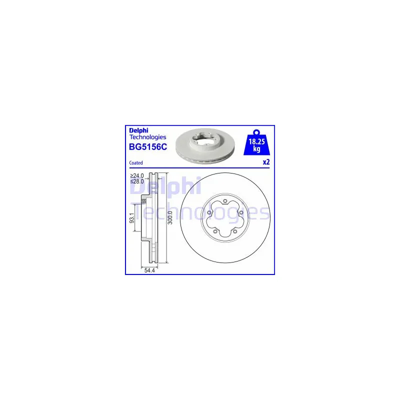 Jeu de 2 disques de frein avant DELPHI BG5156C
