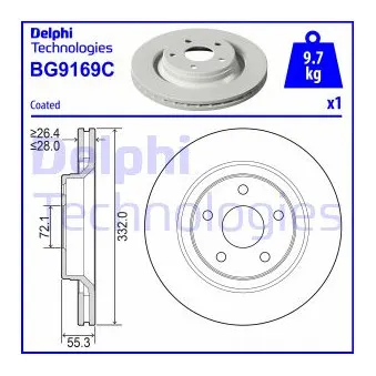 Jeu de 2 disques de frein avant DELPHI