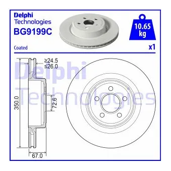 Jeu de 2 disques de frein arrière DELPHI BG9199C