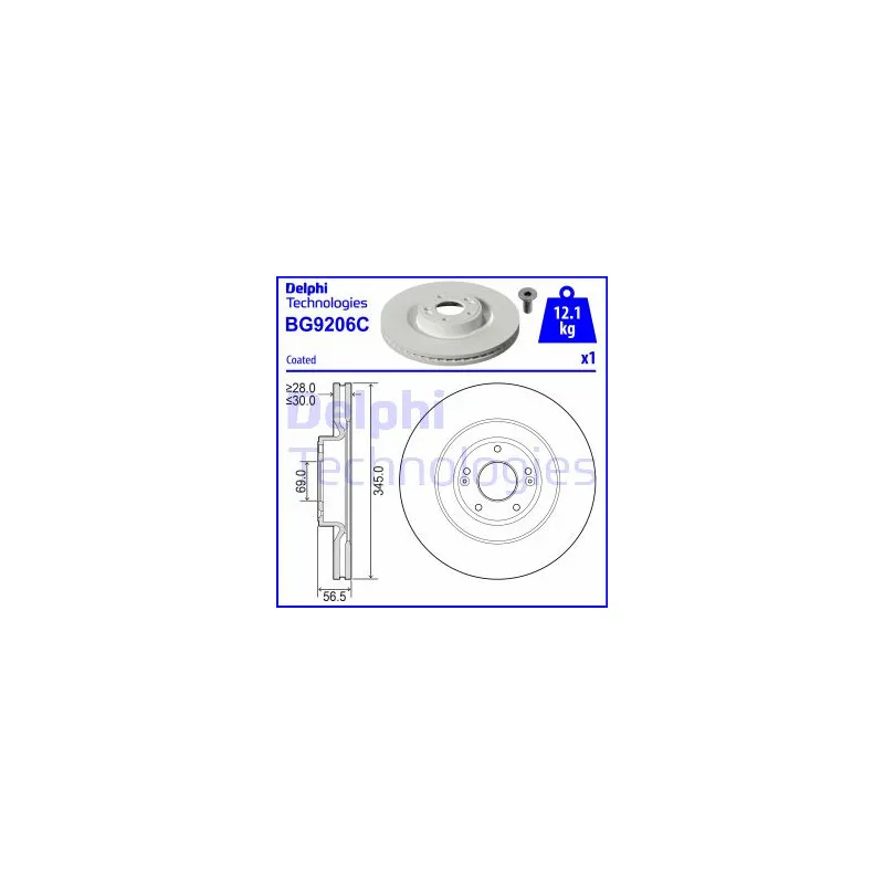 Jeu de 2 disques de frein avant DELPHI BG9206C