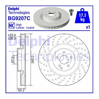 Jeu de 2 disques de frein avant DELPHI BG9207C