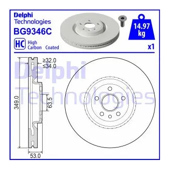 Jeu de 2 disques de frein avant DELPHI