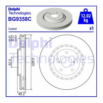 Jeu de 2 disques de frein avant DELPHI BG9358C
