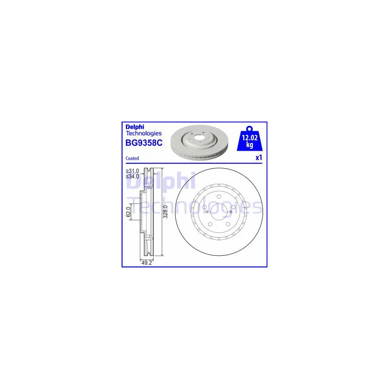 Jeu de 2 disques de frein avant DELPHI BG9358C