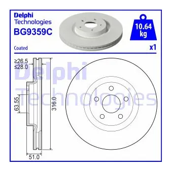 Jeu de 2 disques de frein avant DELPHI BG9359C