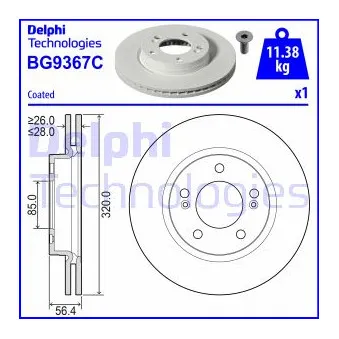 Jeu de 2 disques de frein avant DELPHI BG9367C