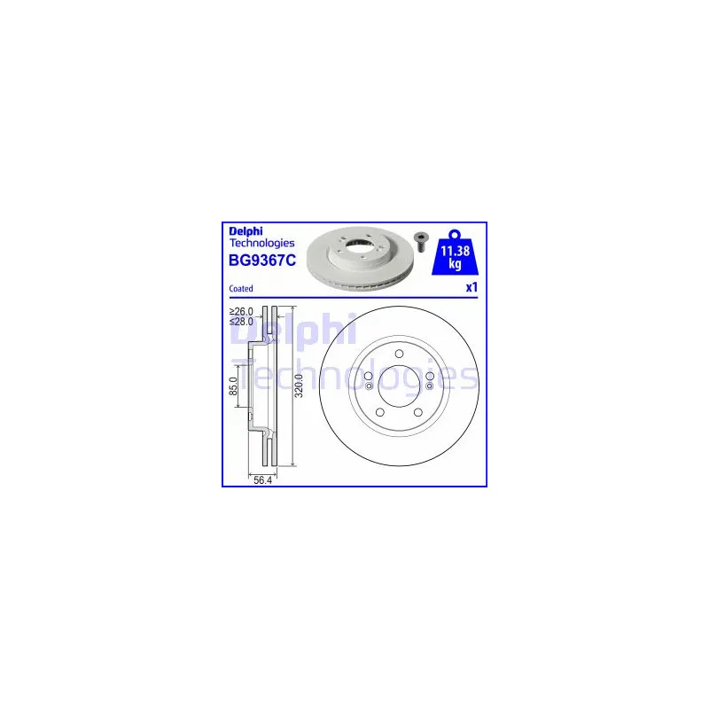 Jeu de 2 disques de frein avant DELPHI BG9367C