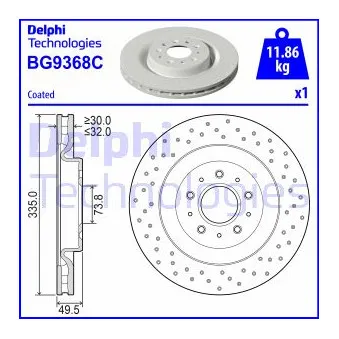 Jeu de 2 disques de frein avant DELPHI