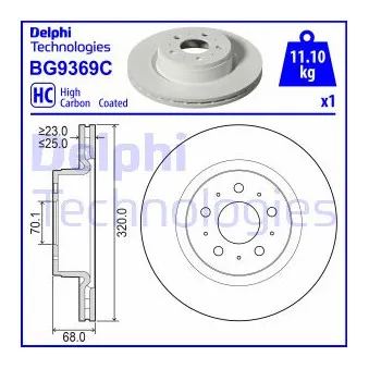 Jeu de 2 disques de frein avant DELPHI BG9369C