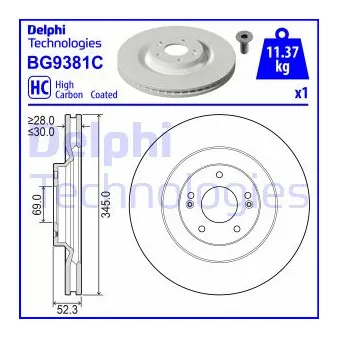 Jeu de 2 disques de frein avant DELPHI BG9381C
