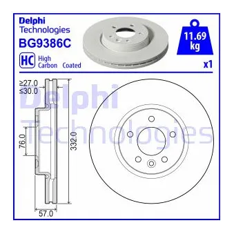 Jeu de 2 disques de frein avant DELPHI BG9386C