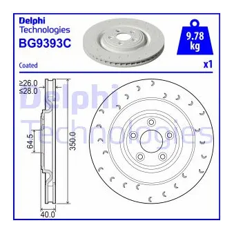 Disque de frein arrière gauche DELPHI