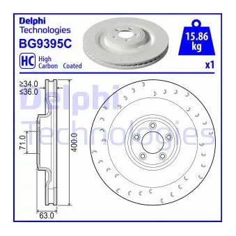 Disque de frein avant gauche DELPHI BG9395C