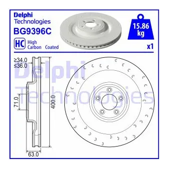 Disque de frein avant droit DELPHI BG9396C