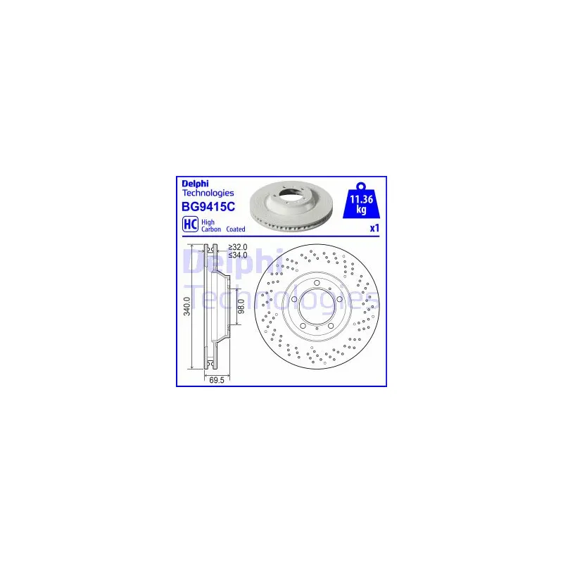 Disque de frein avant gauche DELPHI BG9415C