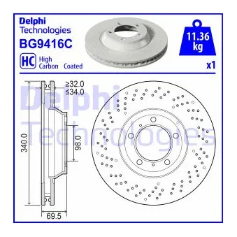 Disque de frein avant droit DELPHI