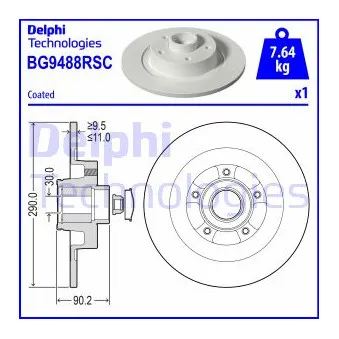Jeu de 2 disques de frein arrière DELPHI