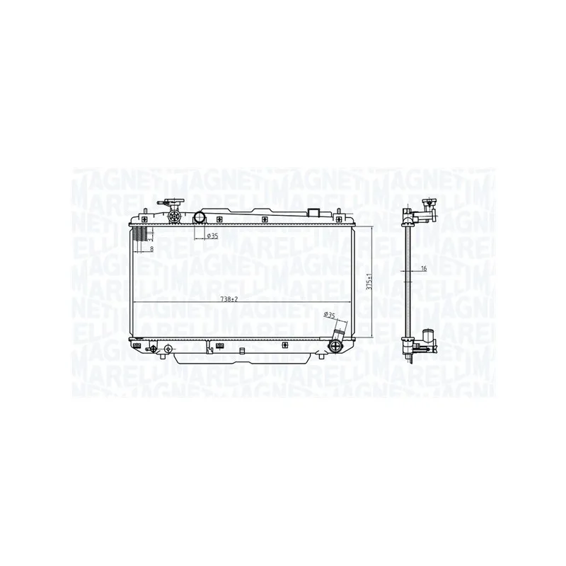 Radiateur, refroidissement du moteur MAGNETI MARELLI 350213176500