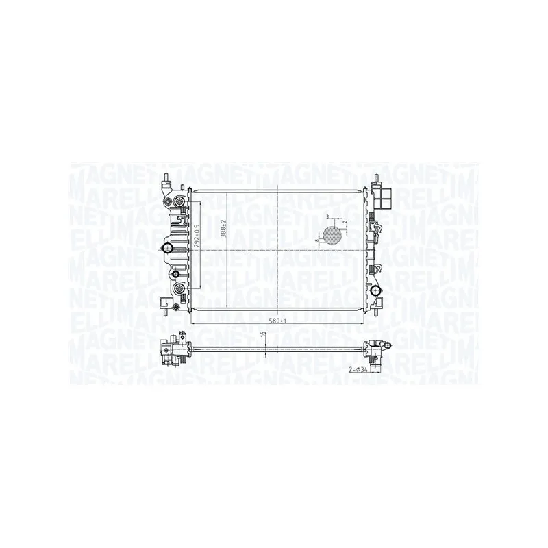 Radiateur, refroidissement du moteur MAGNETI MARELLI 350213178900