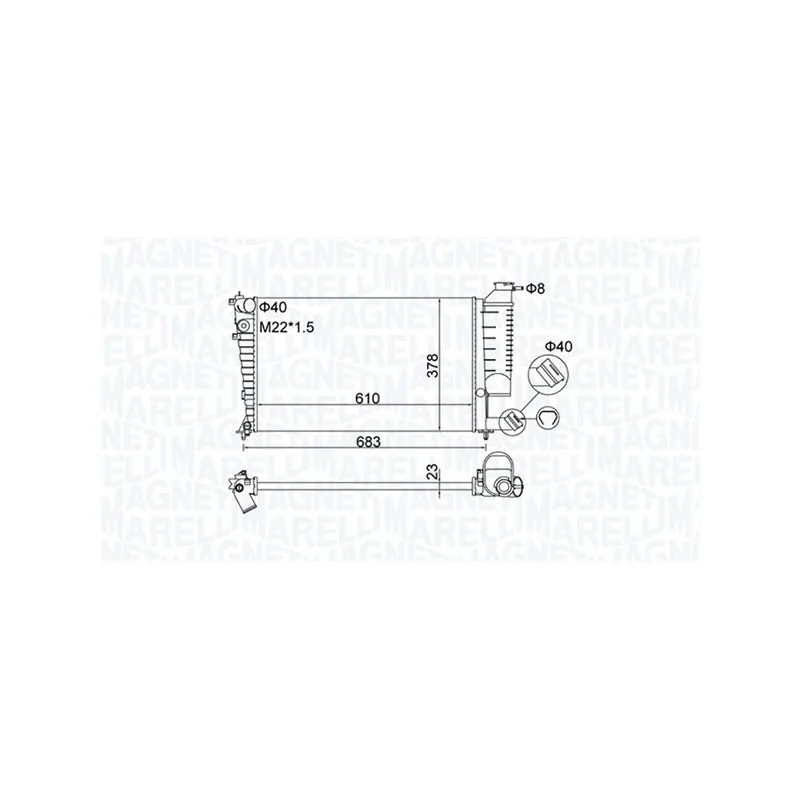 Radiateur, refroidissement du moteur MAGNETI MARELLI 350213189500