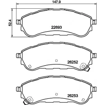 Jeu de 4 plaquettes de frein arrière HELLA 8DB 355 040-751