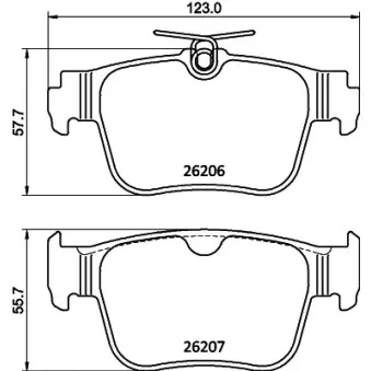 Jeu de 4 plaquettes de frein arrière HELLA 8DB 355 040-851