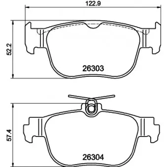 Jeu de 4 plaquettes de frein arrière HELLA 8DB 355 040-981