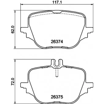 Jeu de 4 plaquettes de frein arrière HELLA 8DB 355 041-021