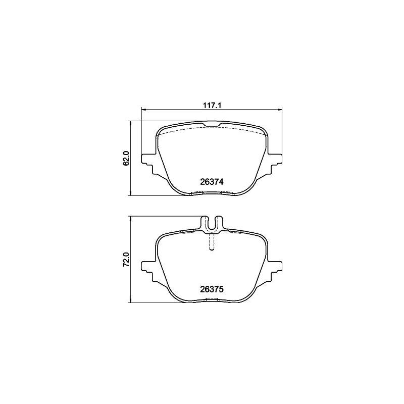 Jeu de 4 plaquettes de frein arrière HELLA 8DB 355 041-021
