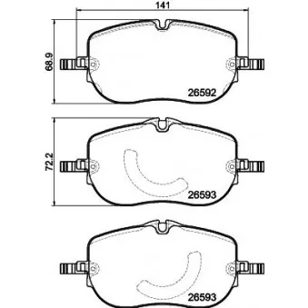 Jeu de 4 plaquettes de frein avant HELLA