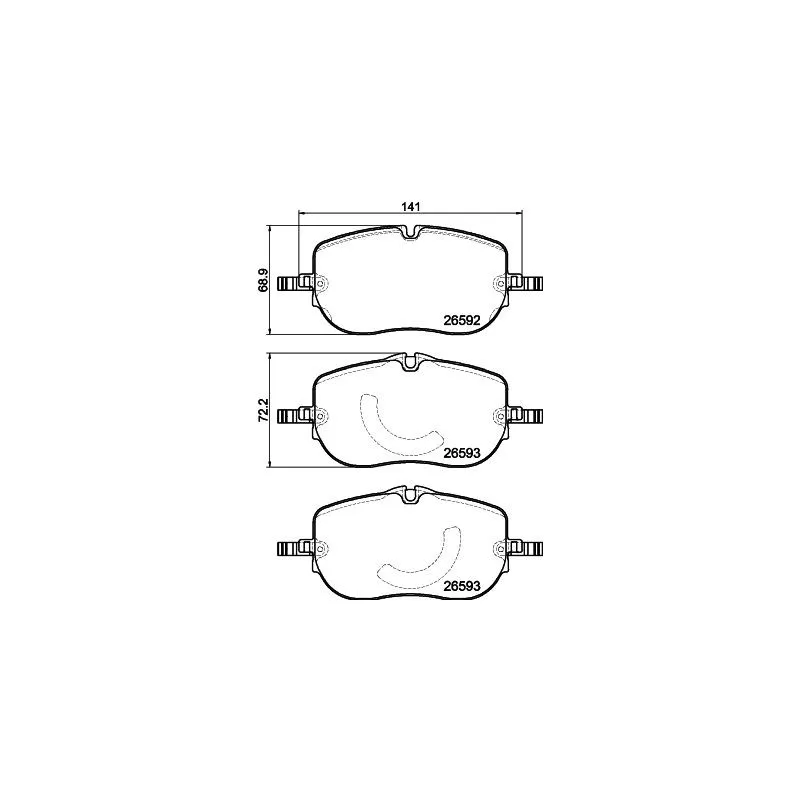 Jeu de 4 plaquettes de frein avant HELLA 8DB 355 044-261