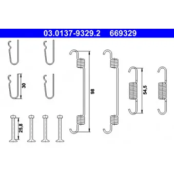 Kit d'accessoires, mâchoires de frein de stationnement ATE 03.0137-9329.2