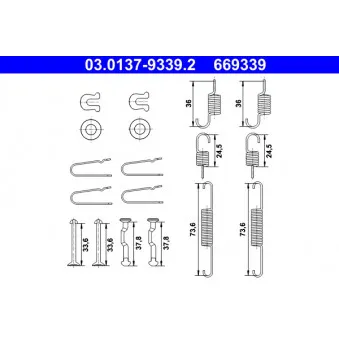 Kit d'accessoires, mâchoires de frein de stationnement ATE 03.0137-9339.2