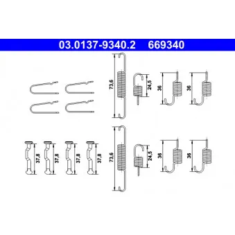 Kit d'accessoires, mâchoires de frein de stationnement ATE 03.0137-9340.2