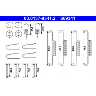 Kit d'accessoires, mâchoires de frein de stationnement ATE 03.0137-9341.2