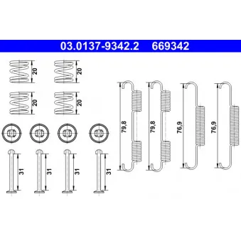Kit d'accessoires, mâchoires de frein de stationnement ATE 03.0137-9342.2