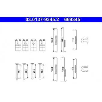 Kit d'accessoires, mâchoire de frein ATE 03.0137-9345.2