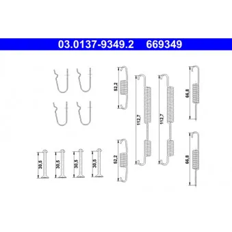 Kit d'accessoires, mâchoires de frein de stationnement ATE 03.0137-9349.2