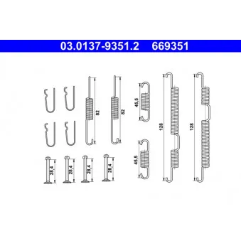 Kit d'accessoires, mâchoire de frein ATE 03.0137-9351.2