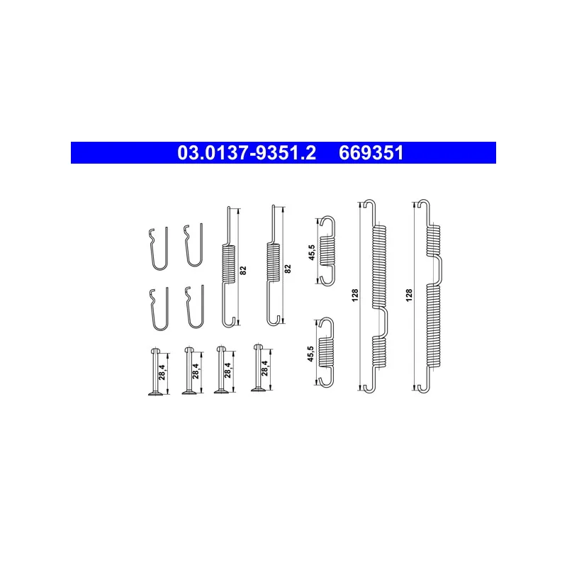 Kit d'accessoires, mâchoire de frein ATE 03.0137-9351.2