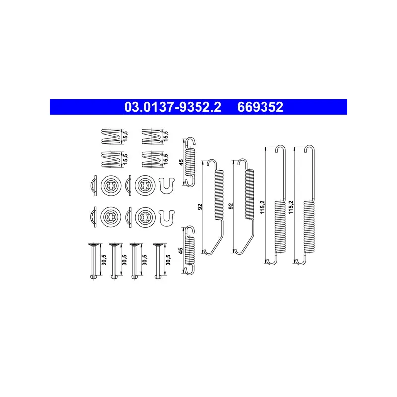 Kit d'accessoires, mâchoires de frein de stationnement ATE 03.0137-9352.2
