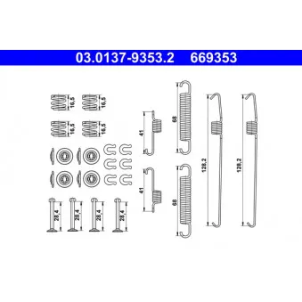 Kit d'accessoires, mâchoire de frein ATE 03.0137-9353.2